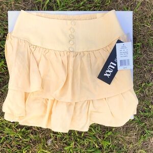 Lux Beige Layered Mini Skirt